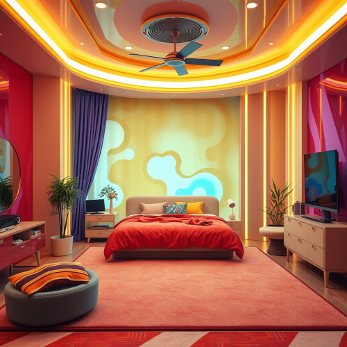 A Colorful, Modern Mansion Bedroom Show Set