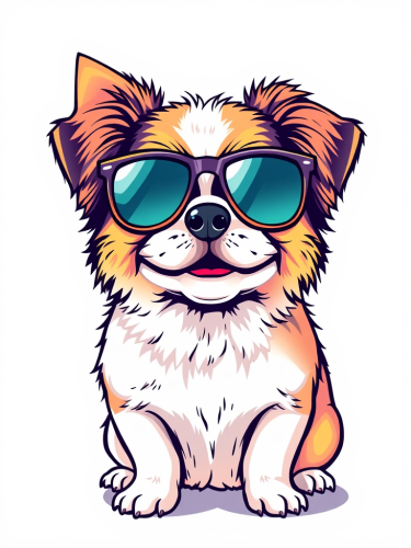 A Colorful Cartoon Shih Tzu in Sunglasses