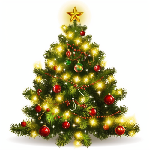 A Colorful Christmas Tree with Traditional Lights