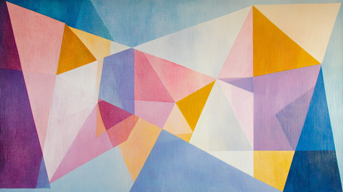 A Colorful Geometric Composition in Pink, Blue, and Purple