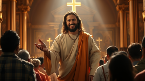 A Compassionate Jesus in Chapel, Blessing Malayalee Crowd.