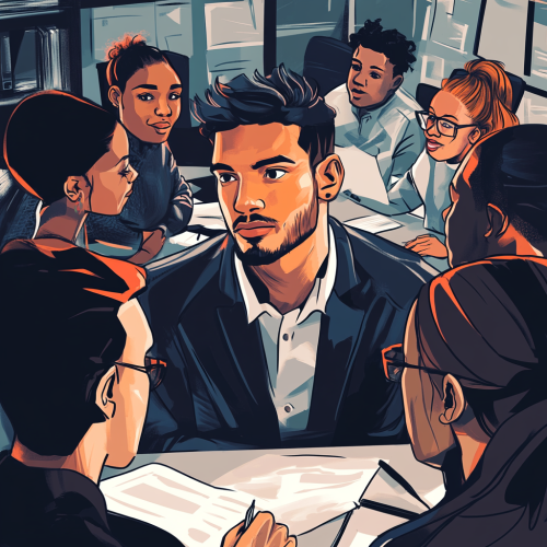 A Confident Leader with Diverse Team in Office