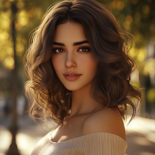 A Confident Persian Woman in Vibrant City Park