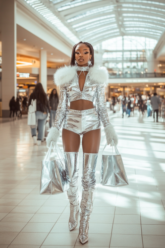 A Confident Woman Shopping in a Mall