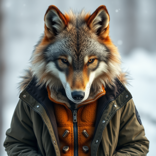 A Cool Wolf in a Stylish Jacket
