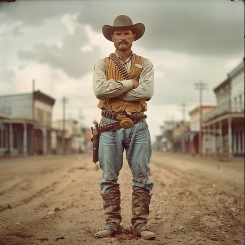A Cowboy in Rainy Frontier Town, 1880s A Cowboy in Rainy Frontier Town, 1880s