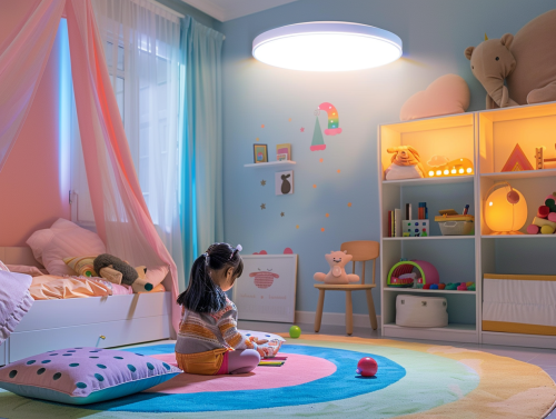 A Cozy Children's Room with LED Light