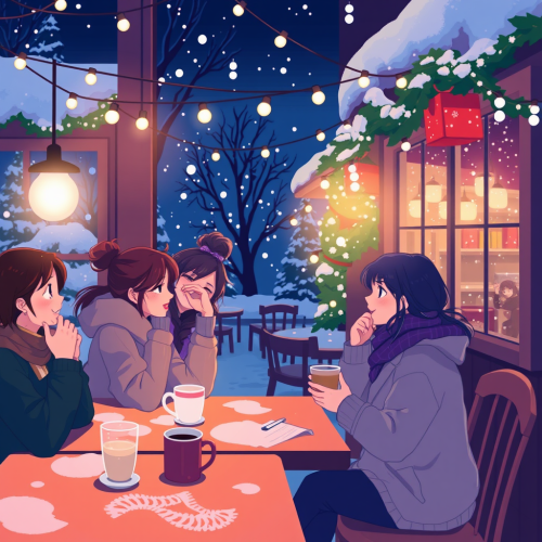A Cozy Christmas in Dreamy Pixel Art Café