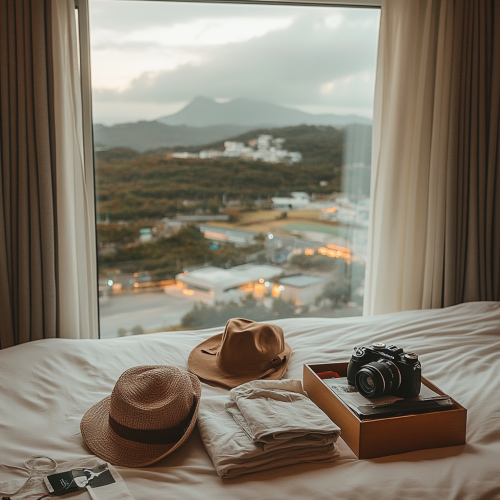 A Cozy Guest Room with Travel Essentials View