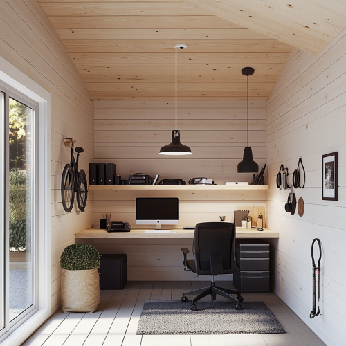 A Cozy Scandinavian Garage Turned Office and Room