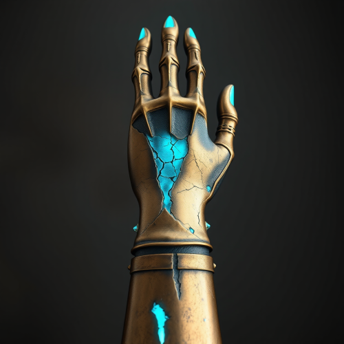 A Cracked Bronze Medieval Fantasy Arm Prosthetic