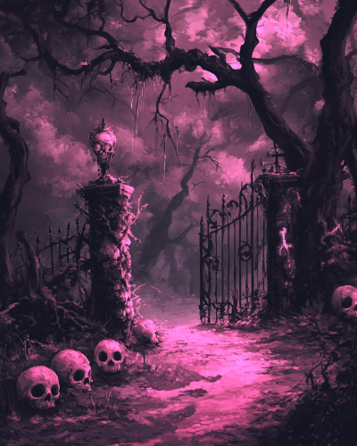 A Creepy Hot Pink Halloween Forest of Horror
