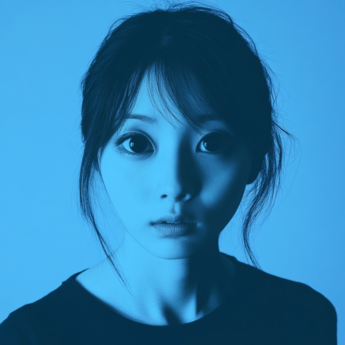 A Creepy Japanese Woman with Black Eyes