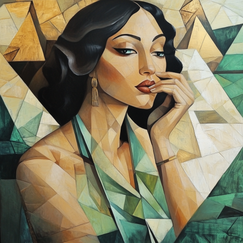 A Cubist Egyptian Lady by Tamara Lempicka Replica