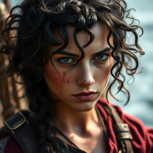 A Curly-Haired Female Pirate with One Braid