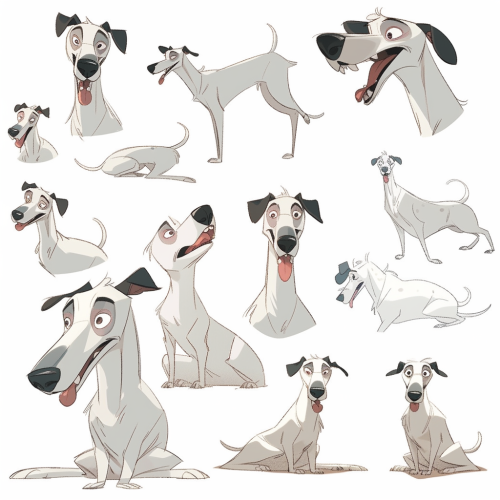 A Cute, Small Male Whippet Dog's Expressions