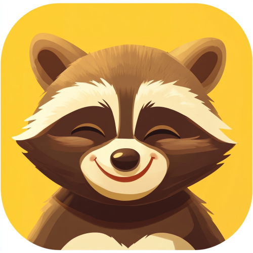 A Cute Cartoon Raccoon Winking in Simple Design
