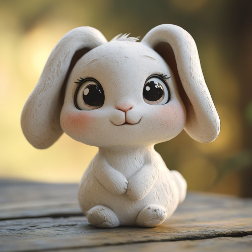 A Cute Claymation Baby Bunny with Playful Eyes