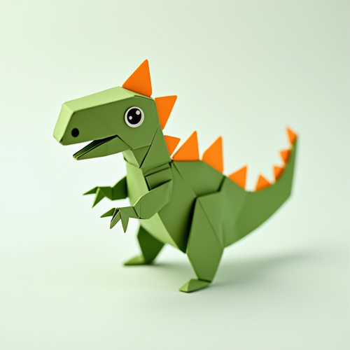A Cute Dinosaur Designed in Origami Style