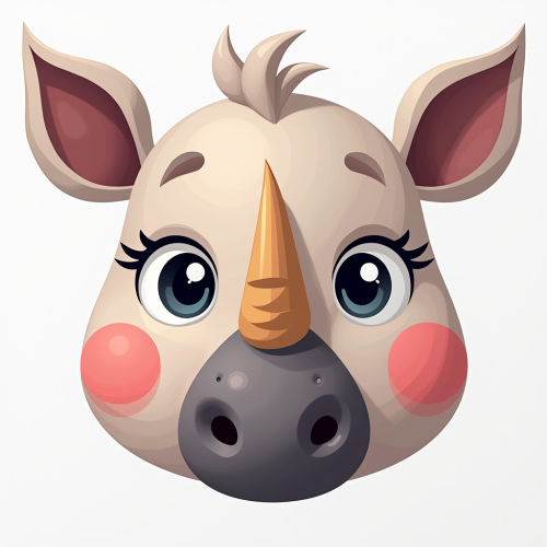 A Cute Pastel-Colored Rhino Face Design