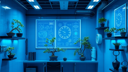 A Cute Sci-Fi Lab with Blue Prints A Cute Sci-Fi Lab with Blue Prints