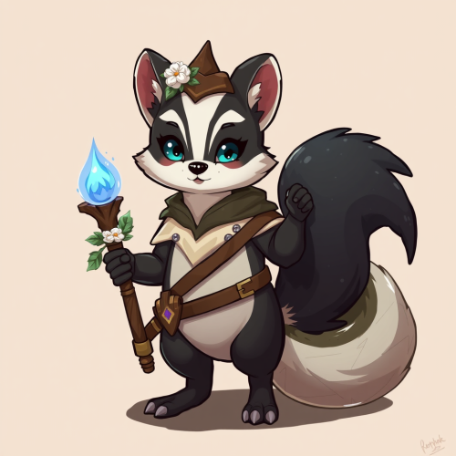 A Cute Skunk Druid Healer in Fantasy Style