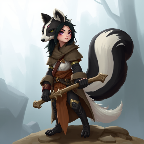 A Cute Skunk Druid in Fantasy Artstyle