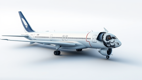 A Damaged Airbus A350 on Gradient Background