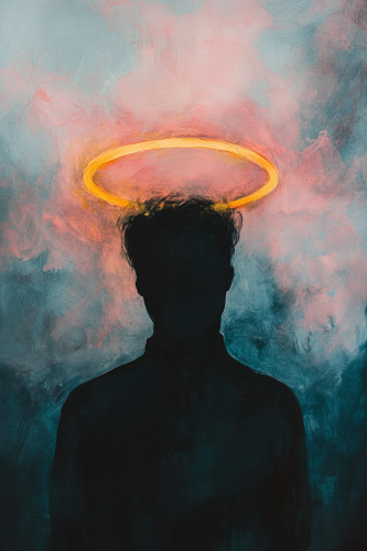 A Dark Ghostly Silhouette with Shining Halo