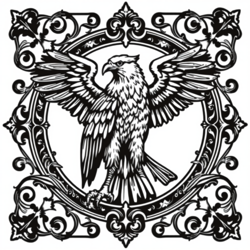 A Dark Medieval Hawk in Luxurious Gothic Frame