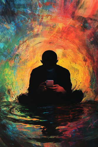 A Dark Silhouette Consumed by Phone