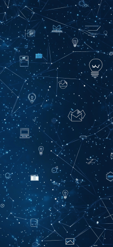 A Deep Blue Background with Icons and Lines