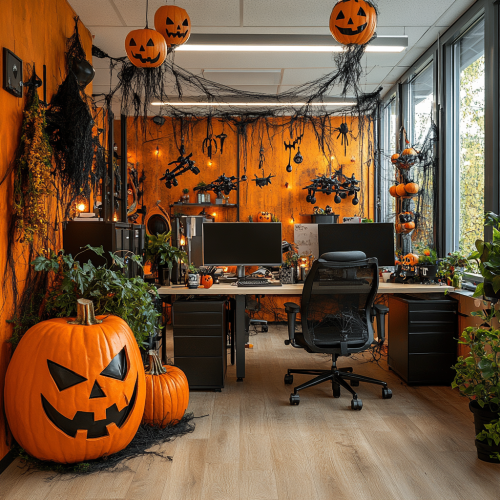 A Decorated Spooky Office for Halloween