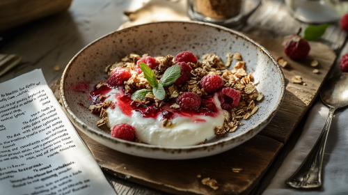 A Delicious Bowl of Homemade Granola with Yogurt