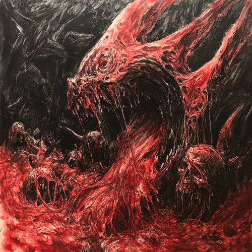 A Demonic Horror Drawing of Screaming People