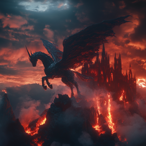 A Demonic Pegasus in a Hellish Fantasy Background