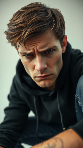 A Desperate Man's Emotional Turmoil: A Photorealistic Image