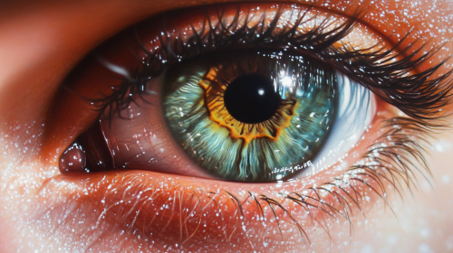 A Detailed Realistic Human Eye with Cosmic Reflections