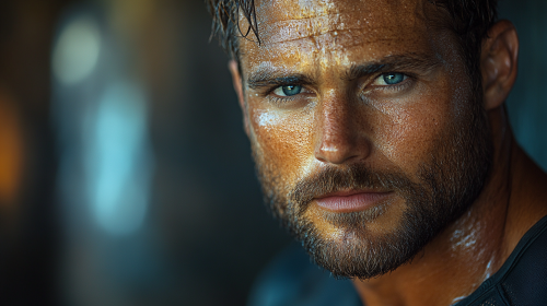 Muscular Man Close-Up Portrait