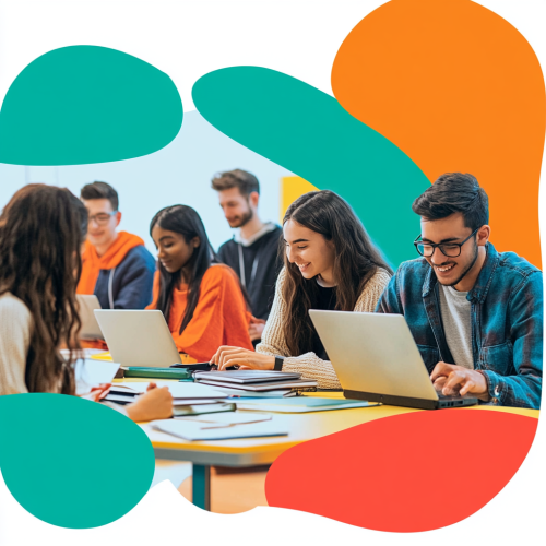 A Diverse Group of Students Study Together