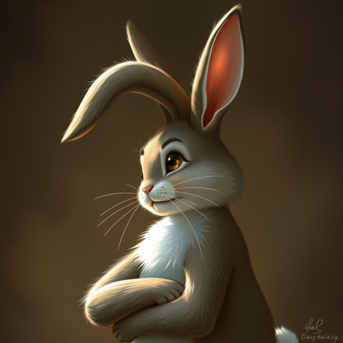 A Dramatic Side Profile of a Bunny Character.