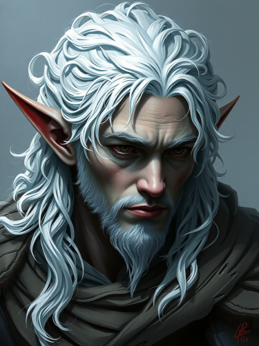 A Drow Elf Bard Digital Oil Painting