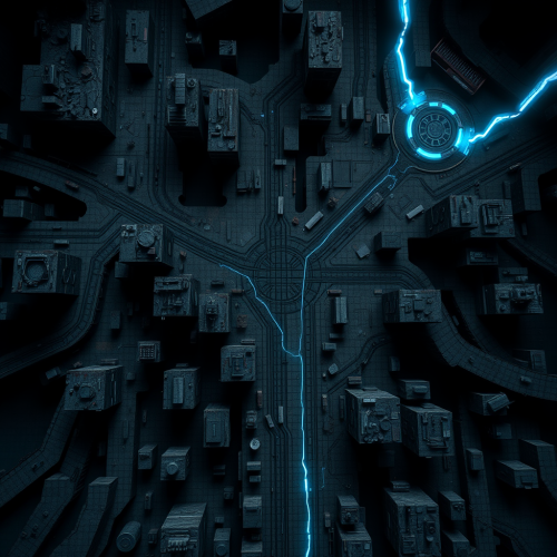 A Dystopian City Map with Rustic Industrial Feel