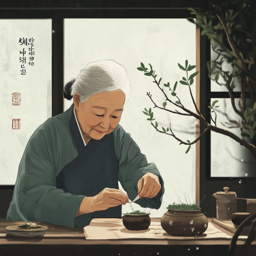 A Elderly woman shows humility through faith connection.