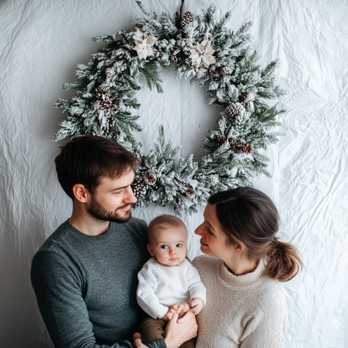 A Family Celebrating Christmas with Minimalist Decor