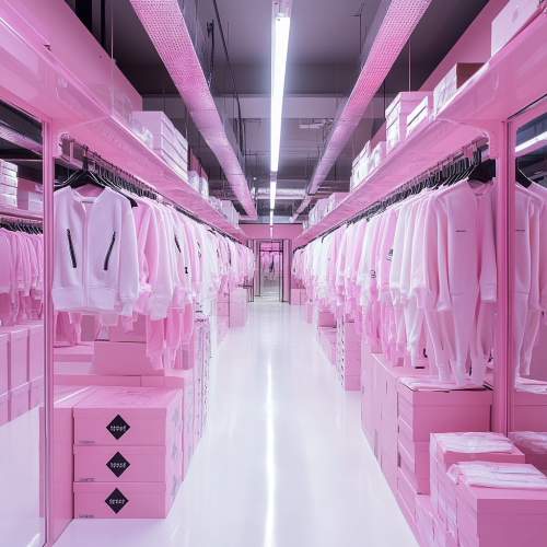 A Fancy Pink Clothing Factory with Diamond Accents