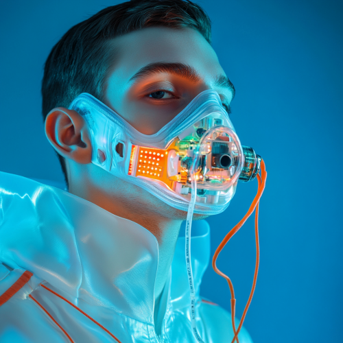 A Fashionable Young Man with Futuristic Outfit