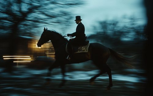 A Fast Victorian Horse Rider at Night