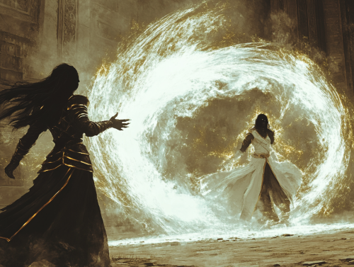 A Female Battlemage Banishes Undead Zombie