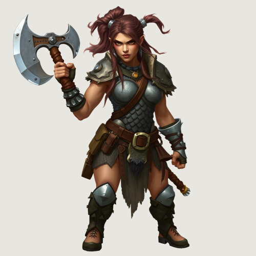 A Female Orc Barbarian in Scale Mail Armor